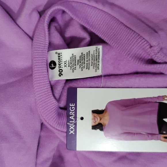 90 Degree by Reflex Luxe Side Slit Sweatshirt in Plumeria Purple Size XXL - Picture 7 of 8